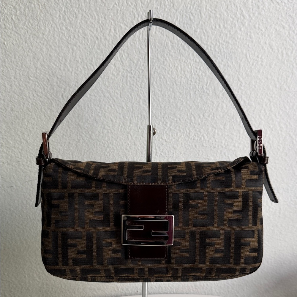 Fendi Zucca Baguette Shoulder Bag Tobacco